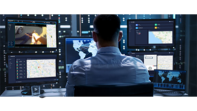 Image of police dispatch command center for livestreaming body camera video.
