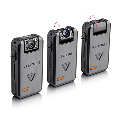 DISCONTINUED!!! WOLFCOM® VENTURE Body Camera. 32 GB Storage, Rotatable Lens, Flashlight, Multi-Mode Record, One Touch Record, Waterproof with Dock & Go Technology.